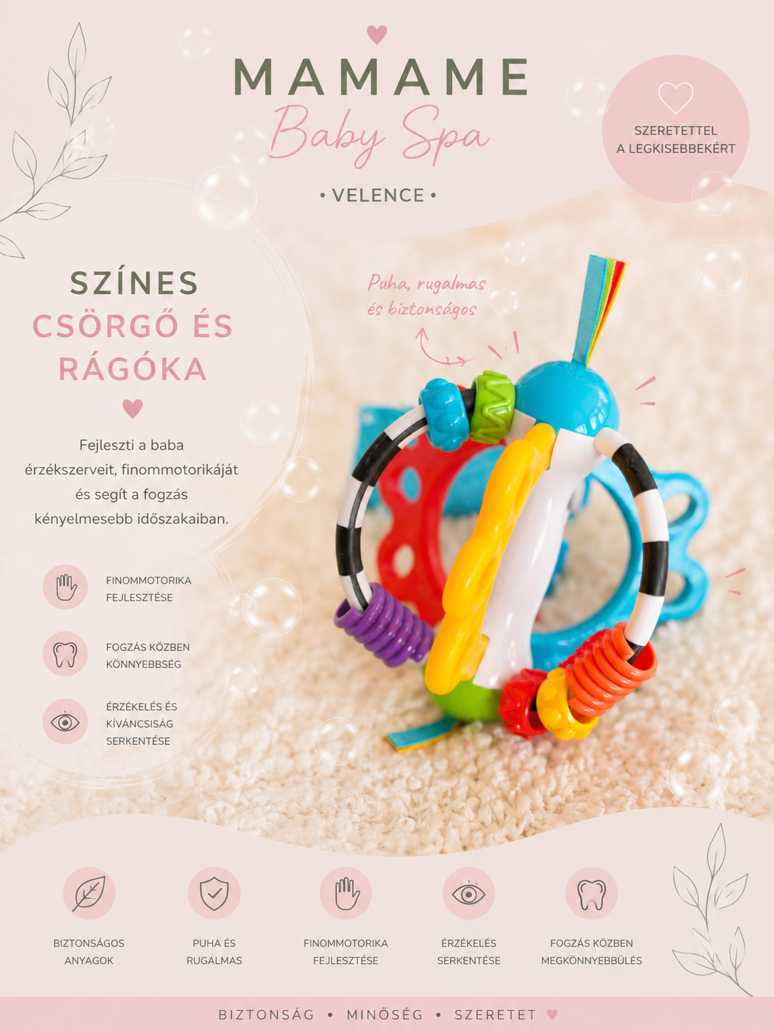 Színes csörgő és rágóka